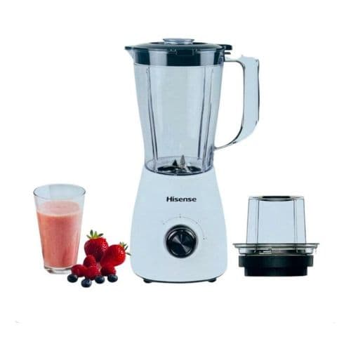 Blendeur Mixeur Blanc 2 en 1 HISENSE Bols en Plastique de 1,5L avec 1 Bol à Sec 2 Vitesses 500 Watts Garantie 3 mois
